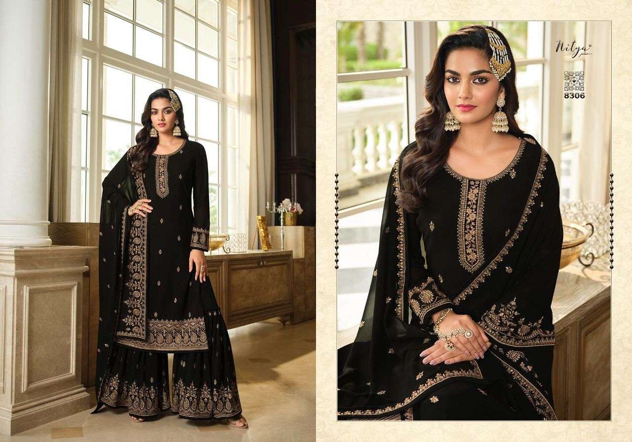 Nitya Vol-183 By LT Fabrics 8301 To 8306 Series Designer Sharara Suits Beautiful Fancy Colorful Stylish Party Wear & Occasional Wear Georgette Dresses At Wholesale Price