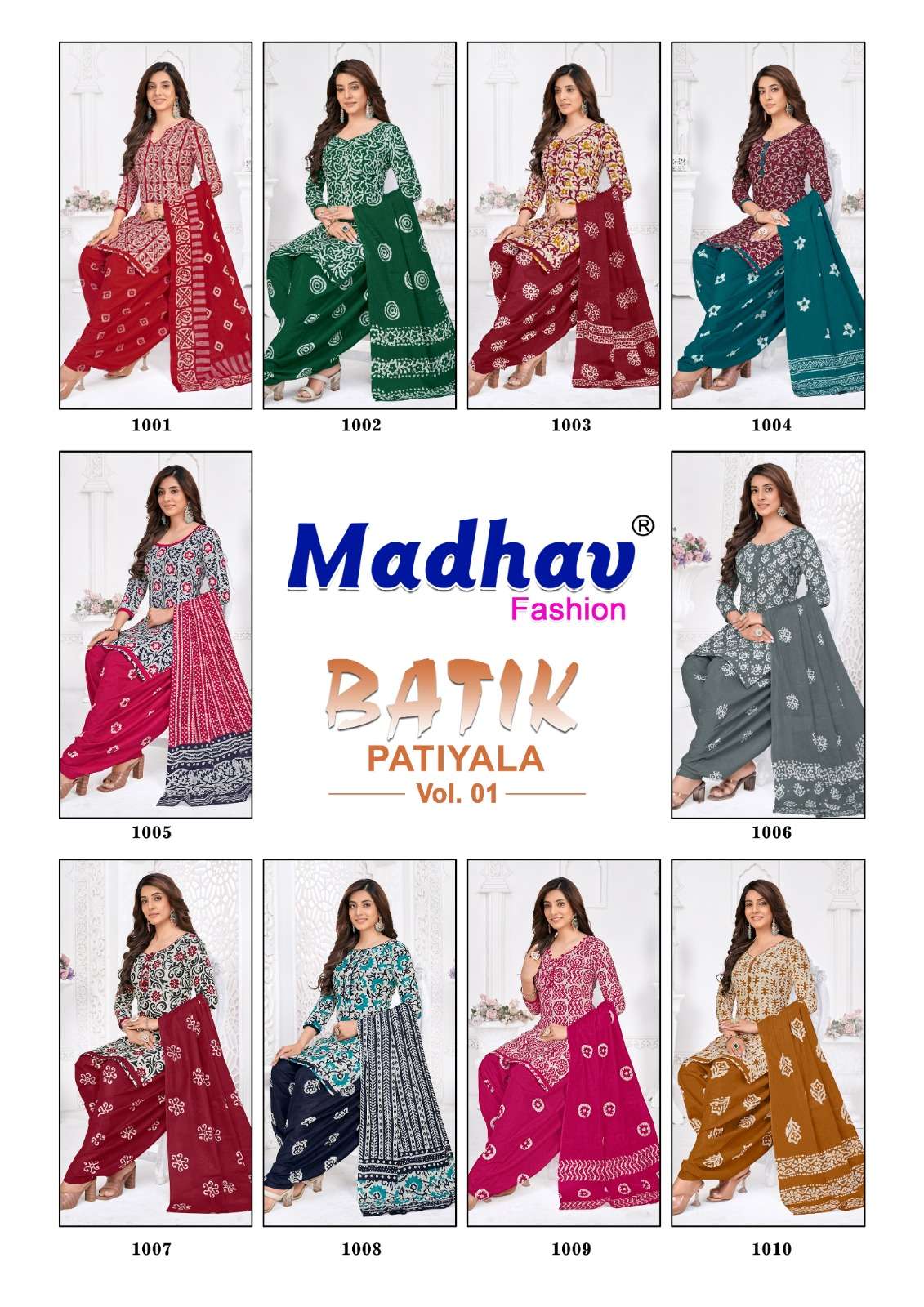 Batik Patiyala Vol-1 By Madhav Fashion 1001 To 1010 Series Beautiful Suits Stylish Colorful Fancy Casual Wear & Ethnic Wear Pure Cotton Print Dresses At Wholesale Price