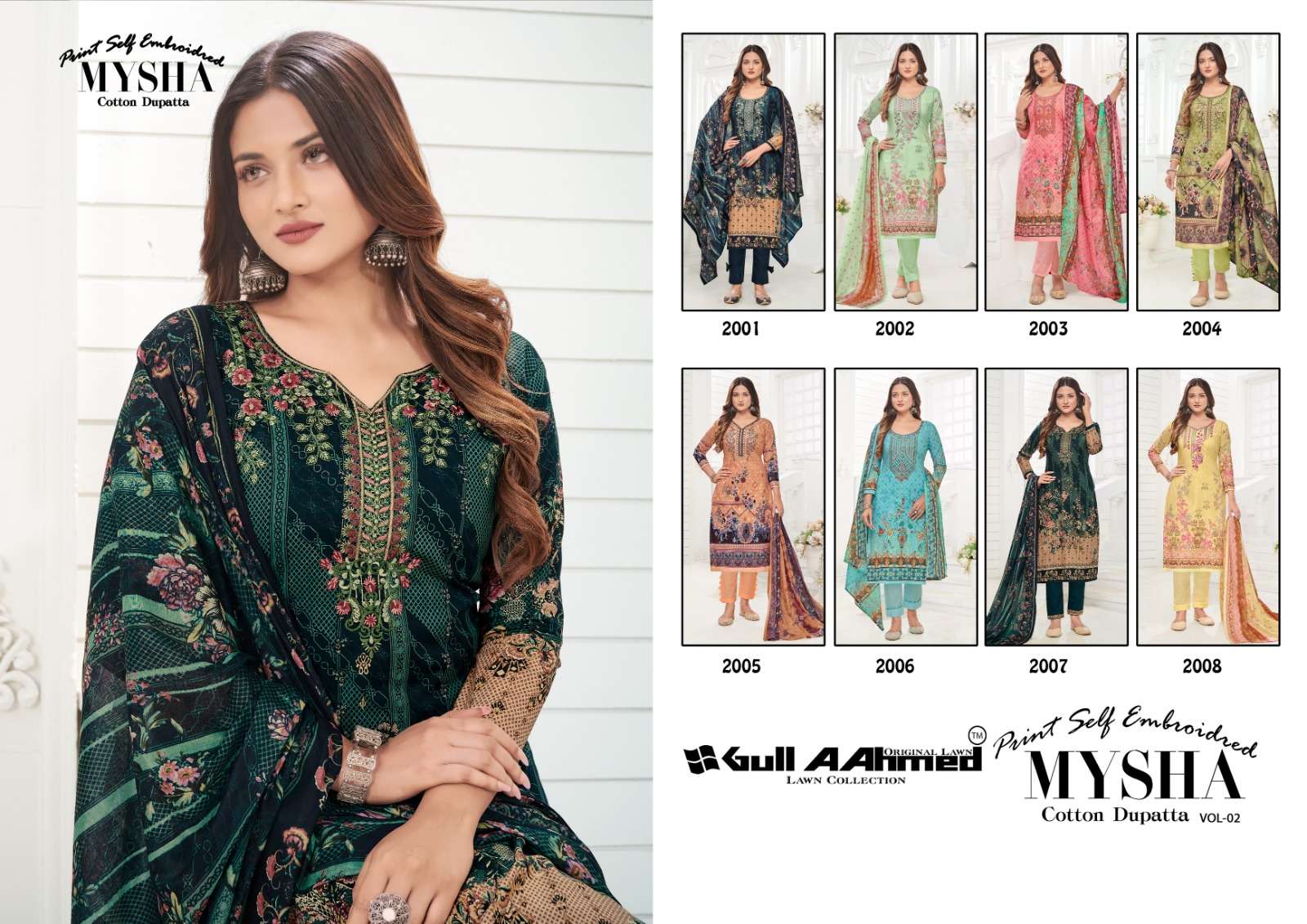 Mysha Vol-2 By Gull Aahmed 2001 To 2008 Series Beautiful Suits Stylish Colorful Fancy Casual Wear & Ethnic Wear Pure Cotton Print Dresses At Wholesale Price