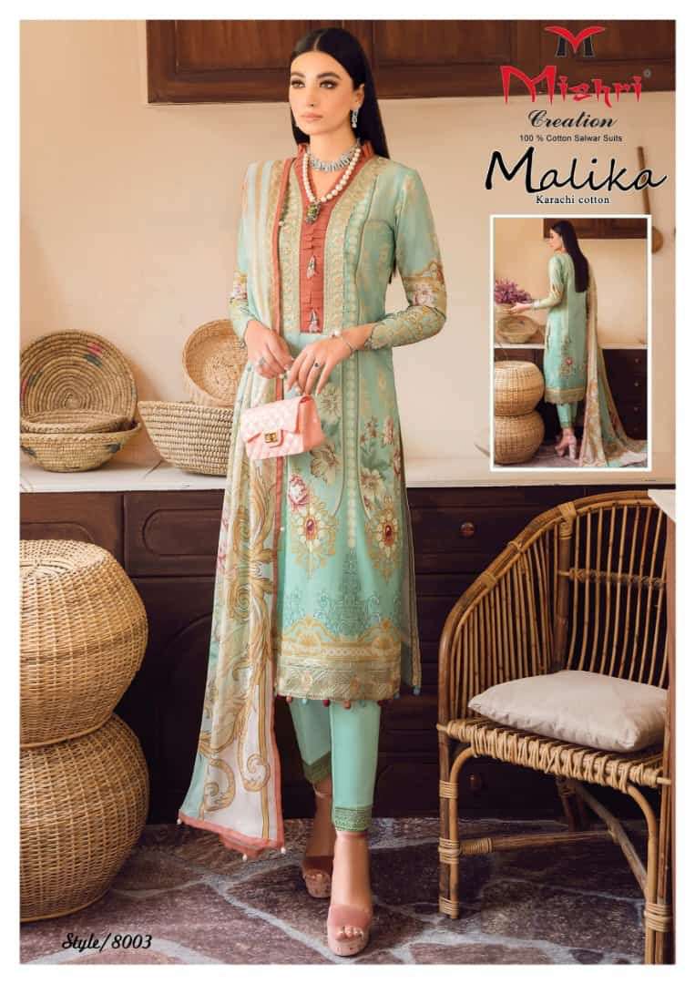 Mallika Vol-8 By Mishri 8001 To 8006 Series Beautiful Suits Stylish Colorful Fancy Casual Wear & Ethnic Wear Cotton Print Dresses At Wholesale Price