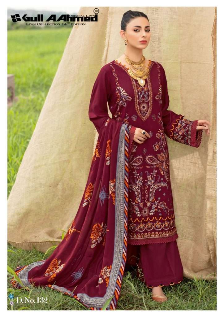 Gull Aaahmed Lawn Collection Vol-14 By Gull Aahmed 131 To 136 Series Beautiful Stylish Suits Fancy Colorful Casual Wear & Ethnic Wear & Ready To Wear Pure Lawn Printed Dresses At Wholesale Price