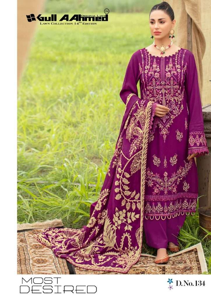 Gull Aaahmed Lawn Collection Vol-14 By Gull Aahmed 131 To 136 Series Beautiful Stylish Suits Fancy Colorful Casual Wear & Ethnic Wear & Ready To Wear Pure Lawn Printed Dresses At Wholesale Price