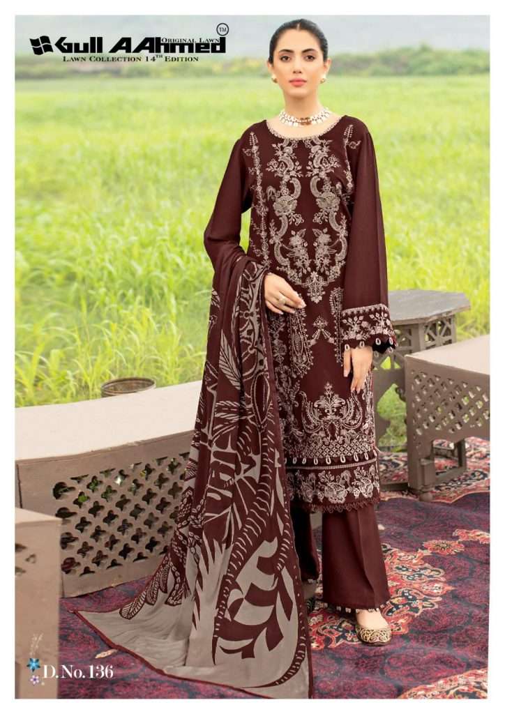Gull Aaahmed Lawn Collection Vol-14 By Gull Aahmed 131 To 136 Series Beautiful Stylish Suits Fancy Colorful Casual Wear & Ethnic Wear & Ready To Wear Pure Lawn Printed Dresses At Wholesale Price