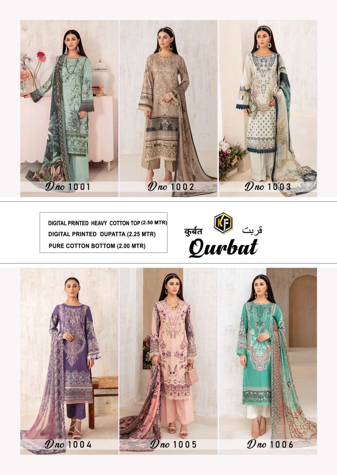 Qurbat By Keval Fab 1001 To 1006 Series Beautiful Stylish Suits Fancy Colorful Casual Wear & Ethnic Wear & Ready To Wear Pure Lawn Cotton Printed Dresses At Wholesale Price