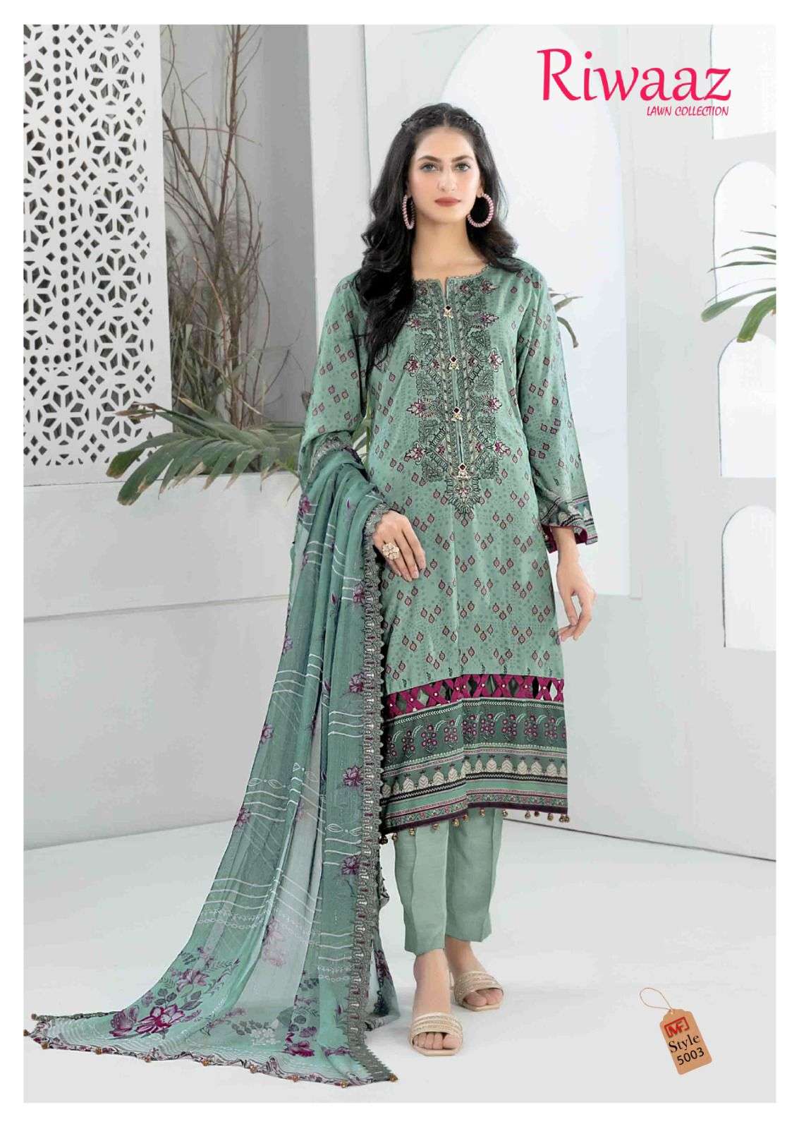 Riwaaz Vol-5 By Madhav Fashion 5001 To 5006 Series Beautiful Stylish Suits Fancy Colorful Casual Wear & Ethnic Wear & Ready To Wear Pure Lawn Embroidered Dresses At Wholesale Price