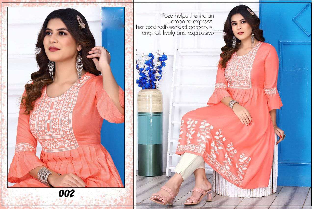 Fiona Vol-1 By Kaamiri 001 To 008 Series Designer Stylish Fancy Colorful Beautiful Party Wear & Ethnic Wear Collection Rayon Embroidered Kurtis At Wholesale Price