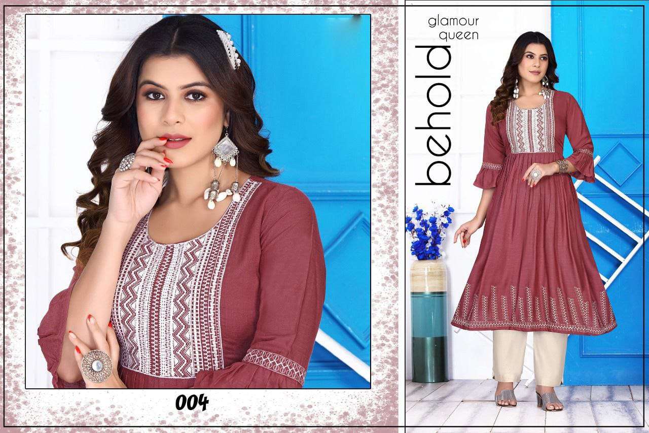 Fiona Vol-1 By Kaamiri 001 To 008 Series Designer Stylish Fancy Colorful Beautiful Party Wear & Ethnic Wear Collection Rayon Embroidered Kurtis At Wholesale Price