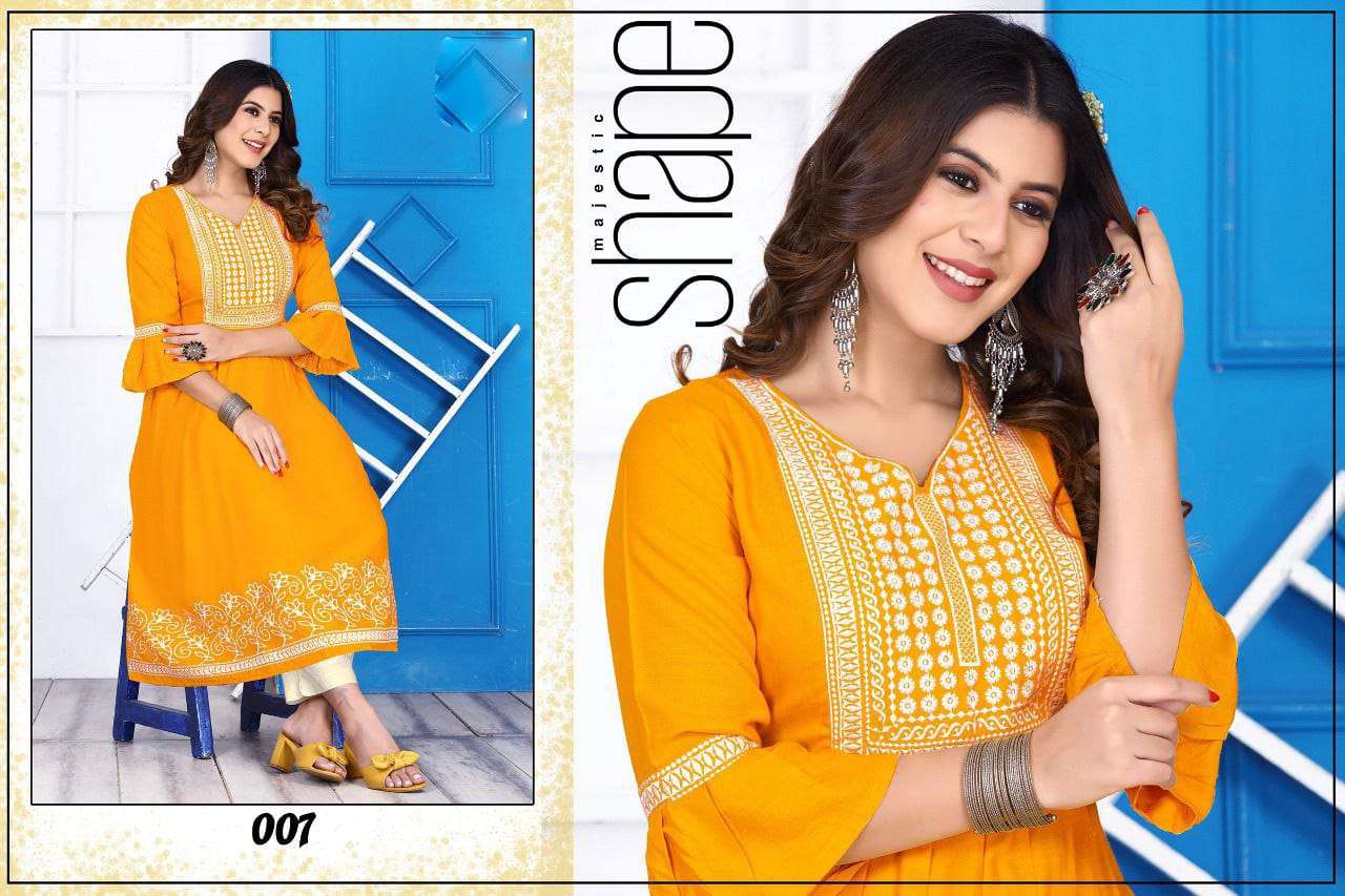 Fiona Vol-1 By Kaamiri 001 To 008 Series Designer Stylish Fancy Colorful Beautiful Party Wear & Ethnic Wear Collection Rayon Embroidered Kurtis At Wholesale Price