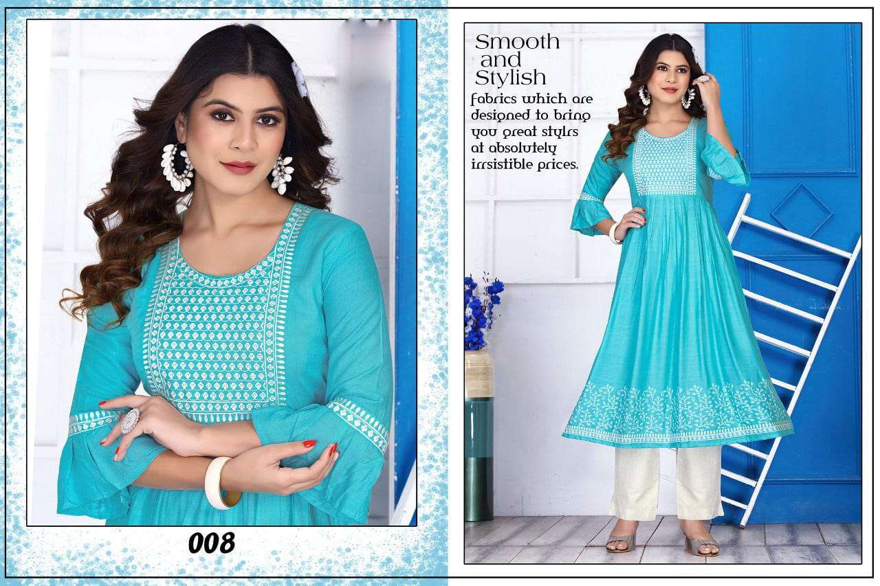 Fiona Vol-1 By Kaamiri 001 To 008 Series Designer Stylish Fancy Colorful Beautiful Party Wear & Ethnic Wear Collection Rayon Embroidered Kurtis At Wholesale Price