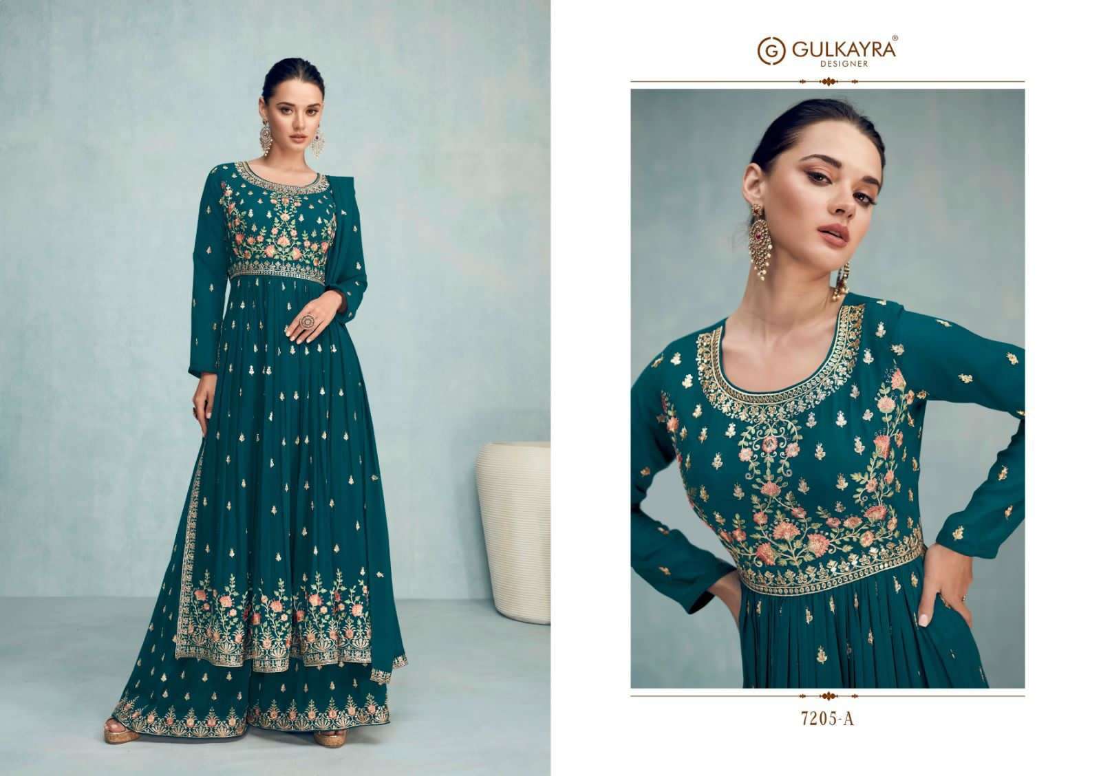 Nayra Vol-5 By Gulkayra Designer 7205-A To 7205-D Series Beautiful Stylish Sharara Suits Fancy Colorful Casual Wear & Ethnic Wear & Ready To Wear Georgette Dresses At Wholesale Price