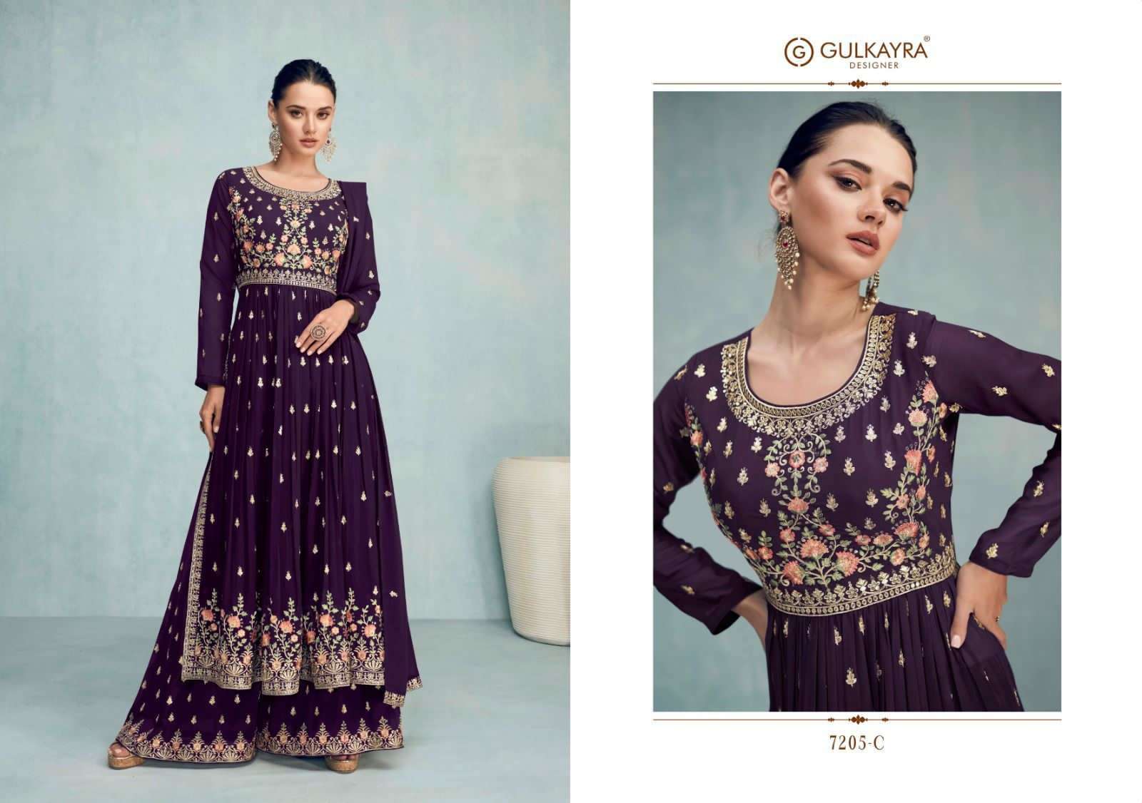 Nayra Vol-5 By Gulkayra Designer 7205-A To 7205-D Series Beautiful Stylish Sharara Suits Fancy Colorful Casual Wear & Ethnic Wear & Ready To Wear Georgette Dresses At Wholesale Price