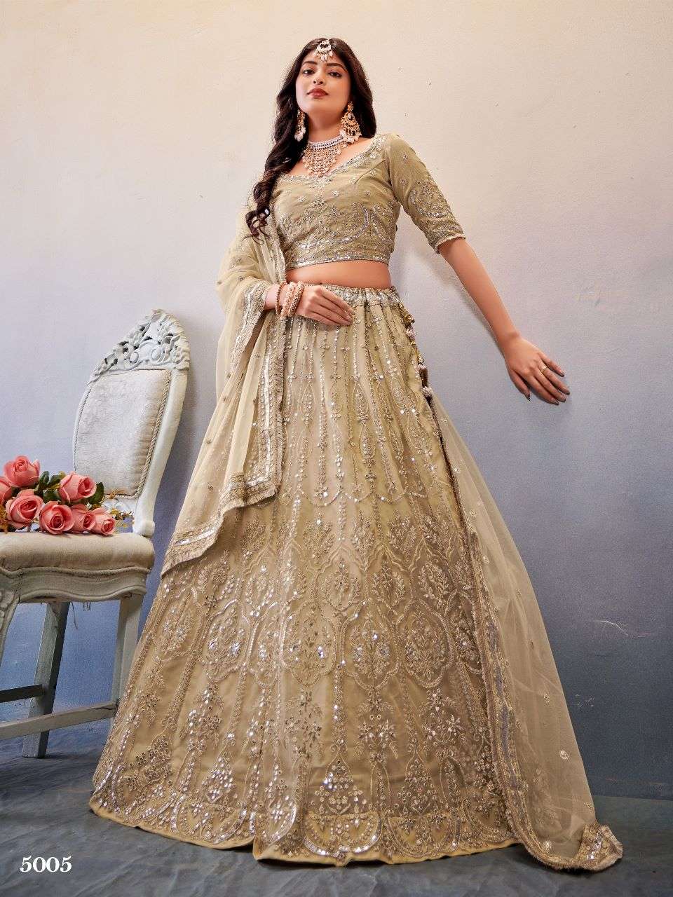 Occations Vol-2 By Anantesh 5003 To 5008 Series Bridal Wear Collection Beautiful Stylish Colorful Fancy Party Wear & Occasional Wear Premium Net Lehengas At Wholesale Price