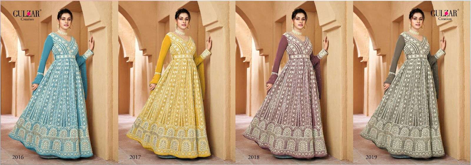 Resham By Gulzar 2016 To 2019 Series Beautiful Stylish Fancy Colorful Casual Wear & Ethnic Wear Georgette Gowns With Dupatta At Wholesale Price