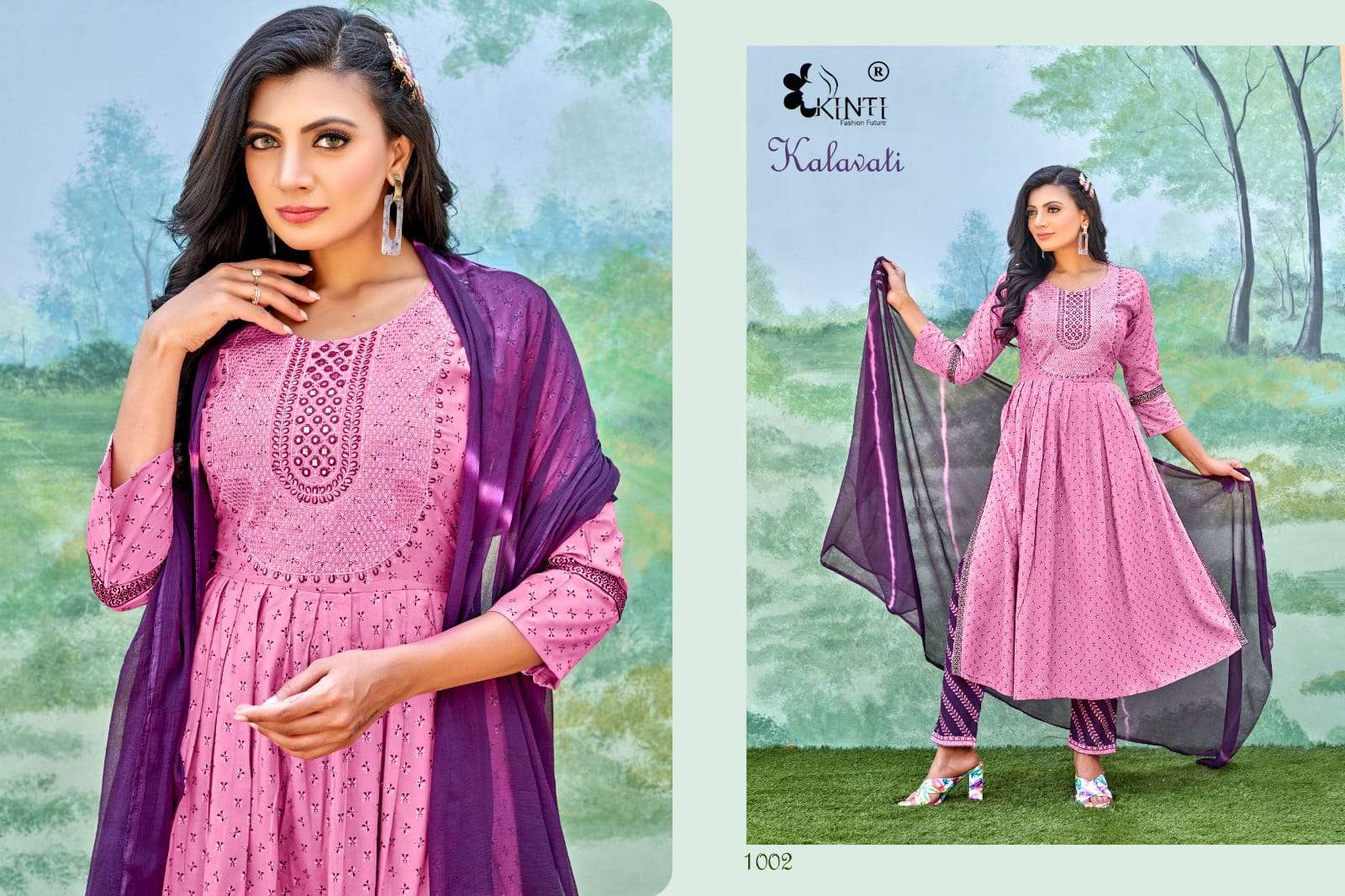 Kalawati By Kinti 1001 To 1006 Series Beautiful Stylish Suits Fancy Colorful Casual Wear & Ethnic Wear & Ready To Wear Heavy Rayon Dresses At Wholesale Price