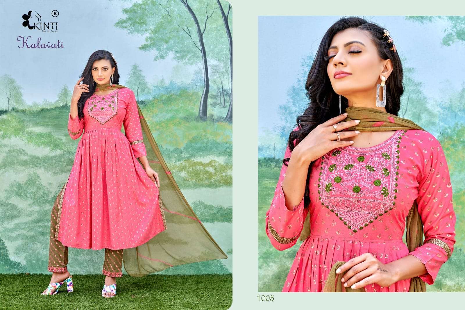 Kalawati By Kinti 1001 To 1006 Series Beautiful Stylish Suits Fancy Colorful Casual Wear & Ethnic Wear & Ready To Wear Heavy Rayon Dresses At Wholesale Price