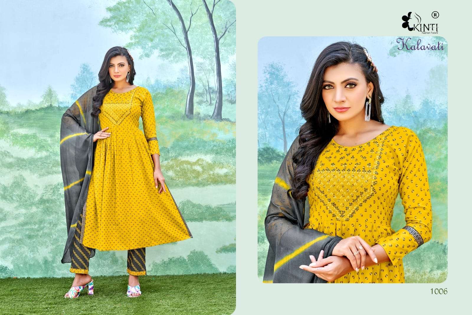 Kalawati By Kinti 1001 To 1006 Series Beautiful Stylish Suits Fancy Colorful Casual Wear & Ethnic Wear & Ready To Wear Heavy Rayon Dresses At Wholesale Price