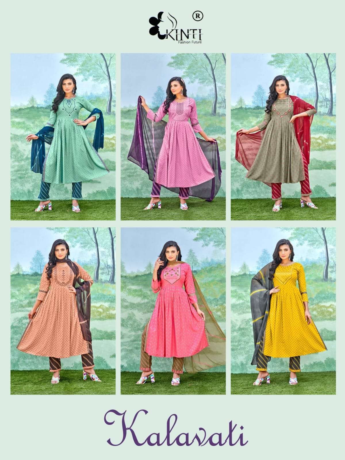 Kalawati By Kinti 1001 To 1006 Series Beautiful Stylish Suits Fancy Colorful Casual Wear & Ethnic Wear & Ready To Wear Heavy Rayon Dresses At Wholesale Price