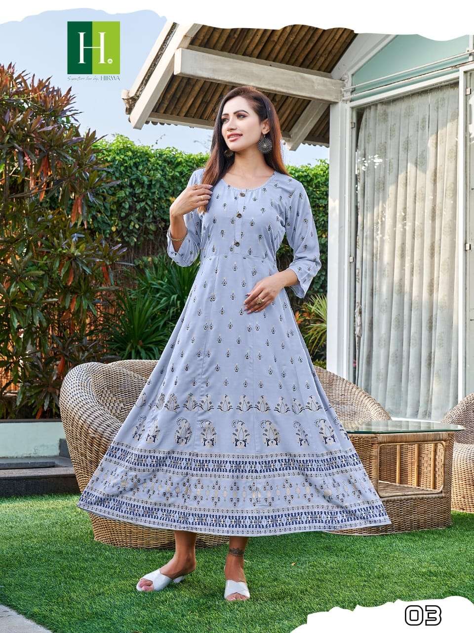 Katrina By Hirwa 01 To 10 Series Designer Stylish Fancy Colorful Beautiful Party Wear & Ethnic Wear Collection Rayon Foil Gown At Wholesale Price