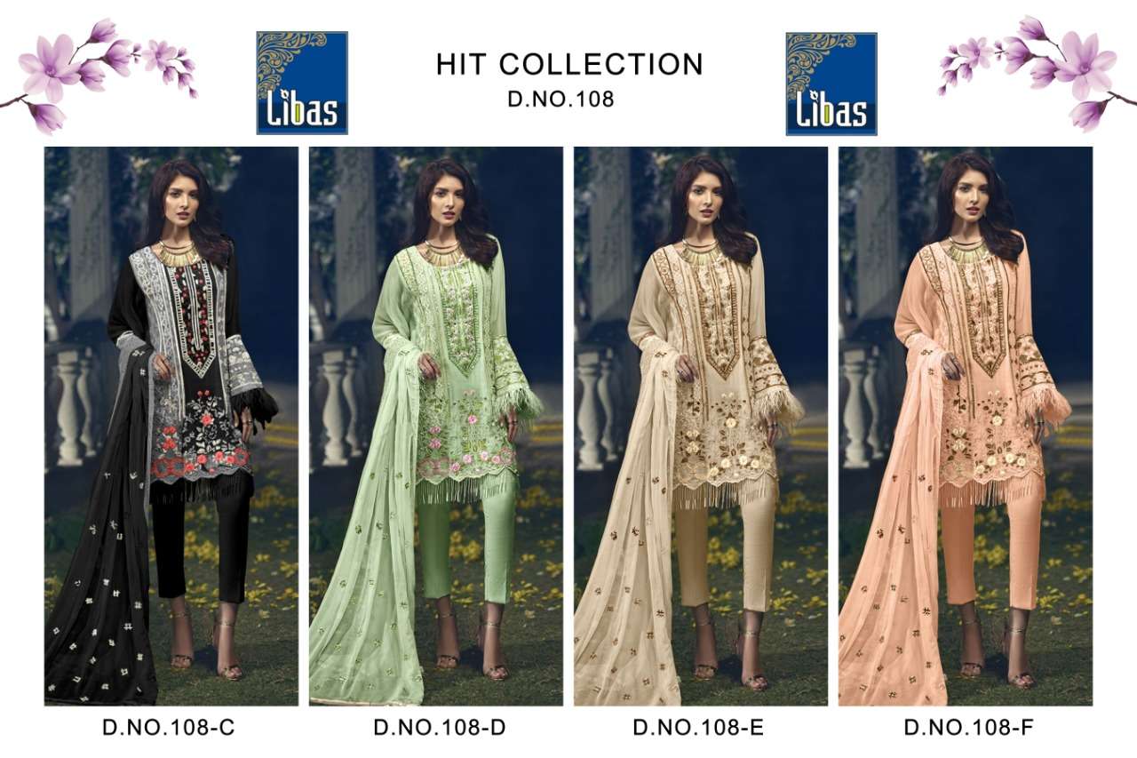 Libas 108 Colours By Libas 108-C To 108-F Series Beautiful Stylish Pakistani Suits Fancy Colorful Casual Wear & Ethnic Wear & Ready To Wear Fancy Embroidered Dresses At Wholesale Price