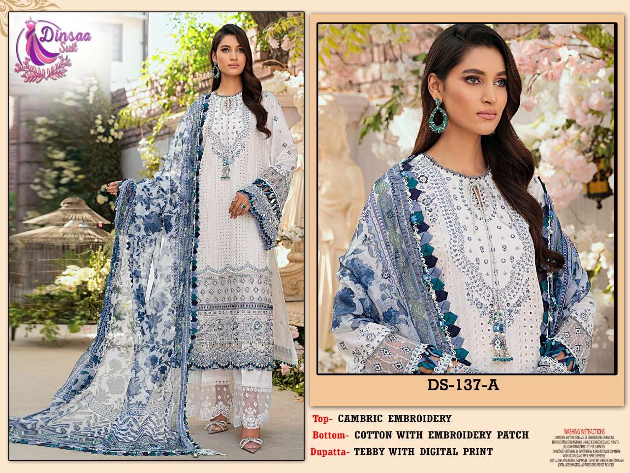 Dinsaa Hit Design 137 Colours By Dinsaa Suits 137-A To 137-C Series Beautiful Pakistani Suits Colorful Stylish Fancy Casual Wear & Ethnic Wear Heavy Cambric Embroidered Dresses At Wholesale Price