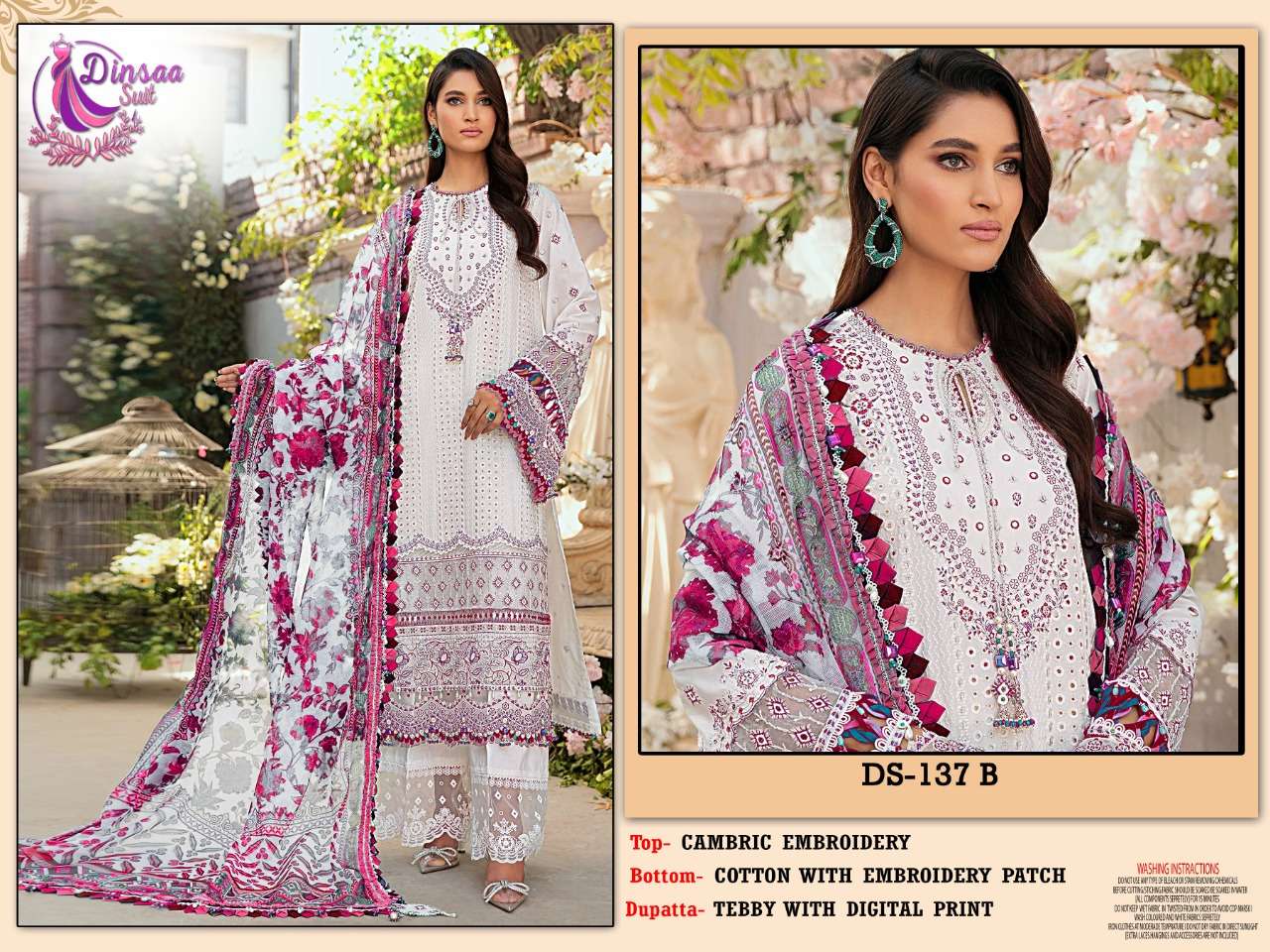 Dinsaa Hit Design 137 Colours By Dinsaa Suits 137-A To 137-C Series Beautiful Pakistani Suits Colorful Stylish Fancy Casual Wear & Ethnic Wear Heavy Cambric Embroidered Dresses At Wholesale Price