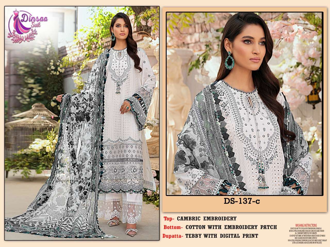 Dinsaa Hit Design 137 Colours By Dinsaa Suits 137-A To 137-C Series Beautiful Pakistani Suits Colorful Stylish Fancy Casual Wear & Ethnic Wear Heavy Cambric Embroidered Dresses At Wholesale Price