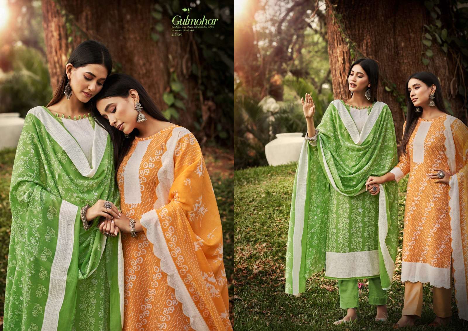 Gulmohar 485 Series By Zulfat 485-001 To 485-010 Series Beautiful Festive Suits Colorful Stylish Fancy Casual Wear & Ethnic Wear Pure Cotton Print Dresses At Wholesale Price