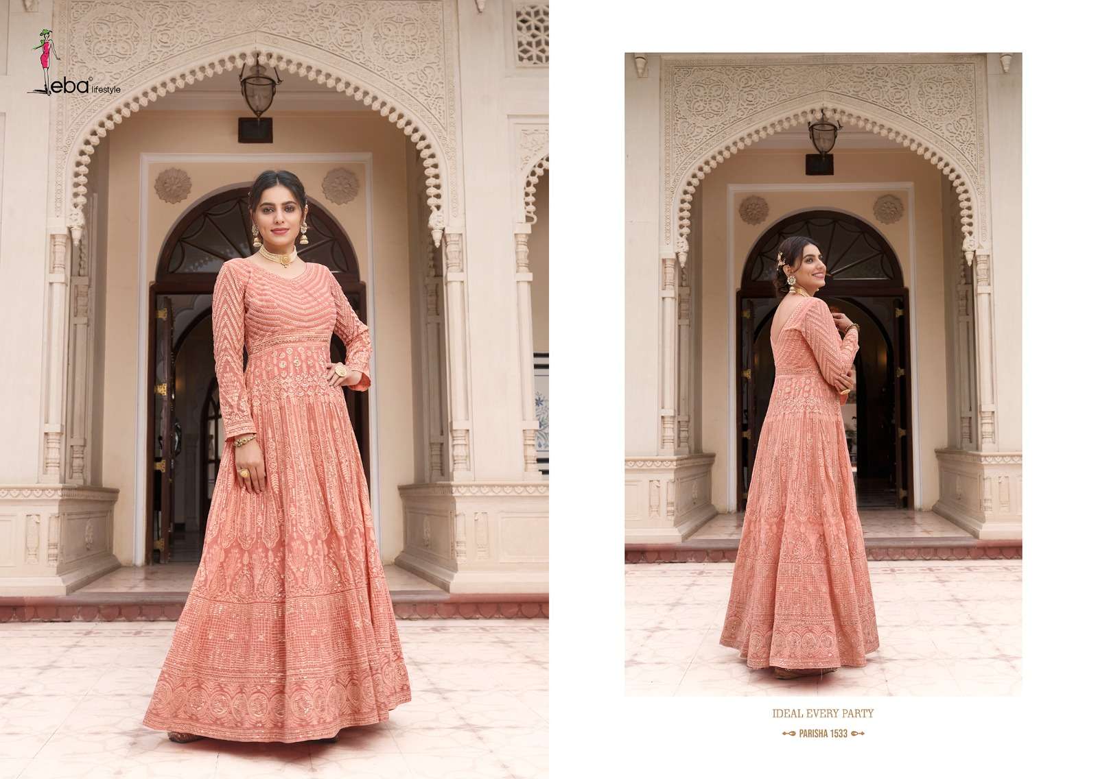 Parisha By Eba Lifestyle 1531 To 1534 Series Designer Anarkali Suits Beautiful Fancy Colorful Stylish Party Wear & Occasional Wear Georgette Dresses At Wholesale Price