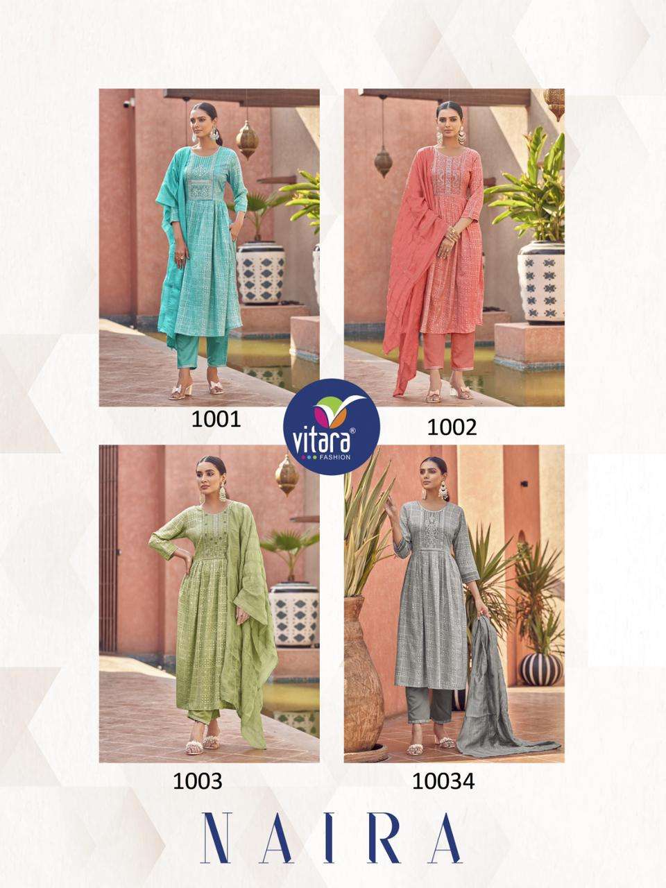 Naira By Vitara 1001 To 104 Series Beautiful Festive Suits Colorful Stylish Fancy Casual Wear & Ethnic Wear Heavy Rayon Dresses At Wholesale Price