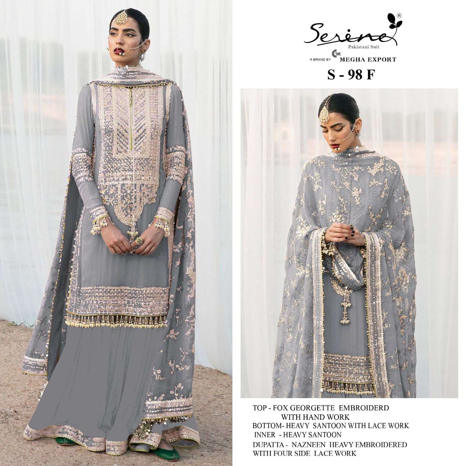 Serene Hit Design S-98 Colours Vol-2 By Serene S-98-E To S-98-H Series Designer Pakistani Suits Beautiful Fancy Colorful Stylish Party Wear & Occasional Wear Faux Georgette Embroidered Dresses At Wholesale Price