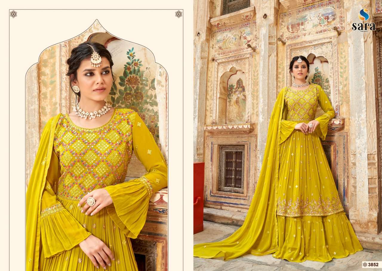 Ruby Vol-2 By Sara Trendz 3851 To 3854 Series Beautiful Sharara Suits Colorful Stylish Fancy Casual Wear & Ethnic Wear Georgette Embroidered Dresses At Wholesale Price