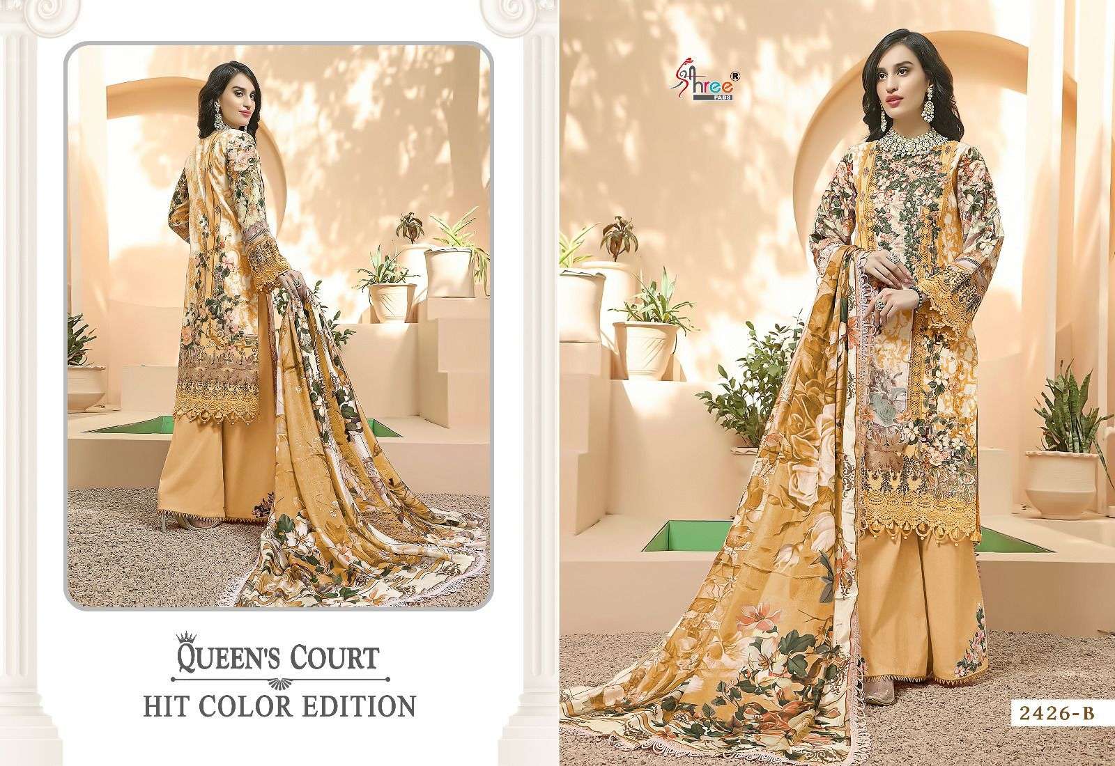 Queens Court Hit Color Edition By Shree Fabs 2426 To 2426-F Series Designer Pakistani Suits Beautiful Fancy Stylish Colorful Party Wear & Occasional Wear Pure Cotton Printed Embroidery Dresses At Wholesale Price