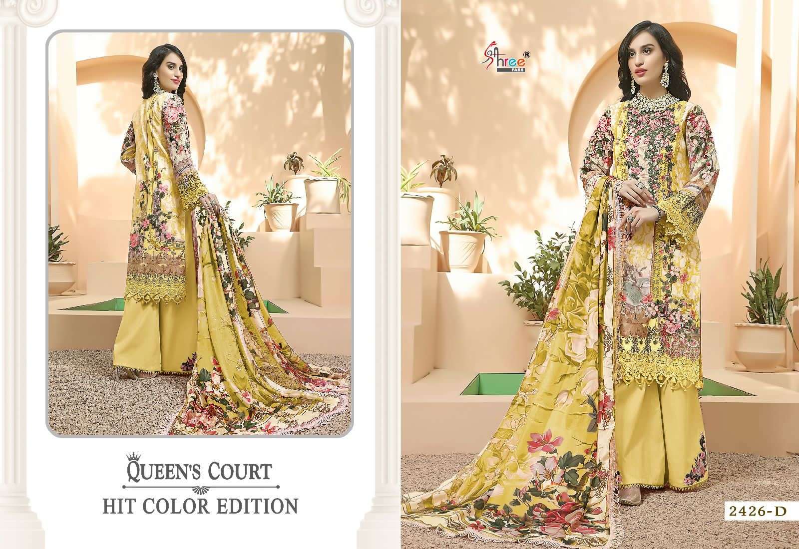 Queens Court Hit Color Edition By Shree Fabs 2426 To 2426-F Series Designer Pakistani Suits Beautiful Fancy Stylish Colorful Party Wear & Occasional Wear Pure Cotton Printed Embroidery Dresses At Wholesale Price