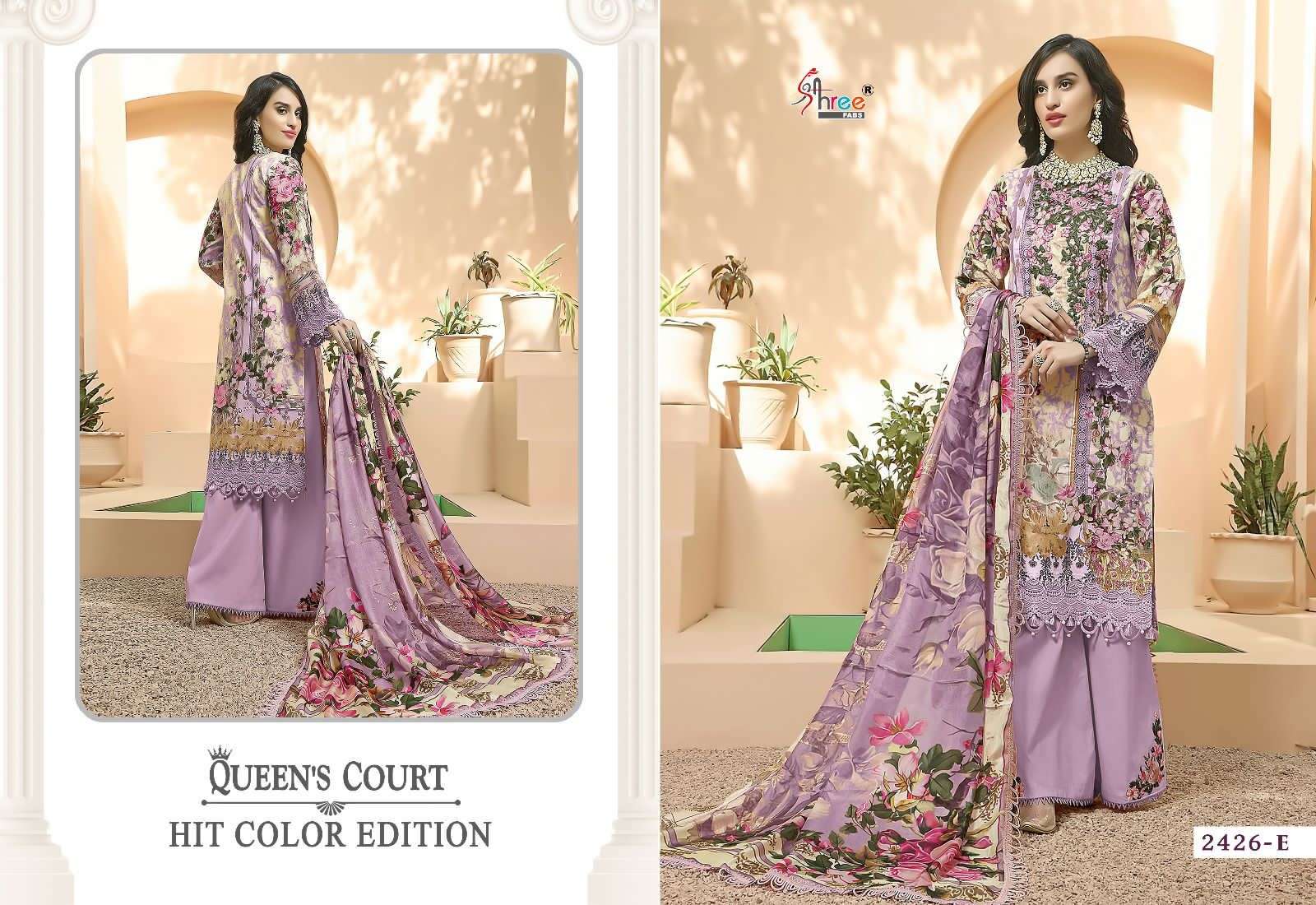 Queens Court Hit Color Edition By Shree Fabs 2426 To 2426-F Series Designer Pakistani Suits Beautiful Fancy Stylish Colorful Party Wear & Occasional Wear Pure Cotton Printed Embroidery Dresses At Wholesale Price