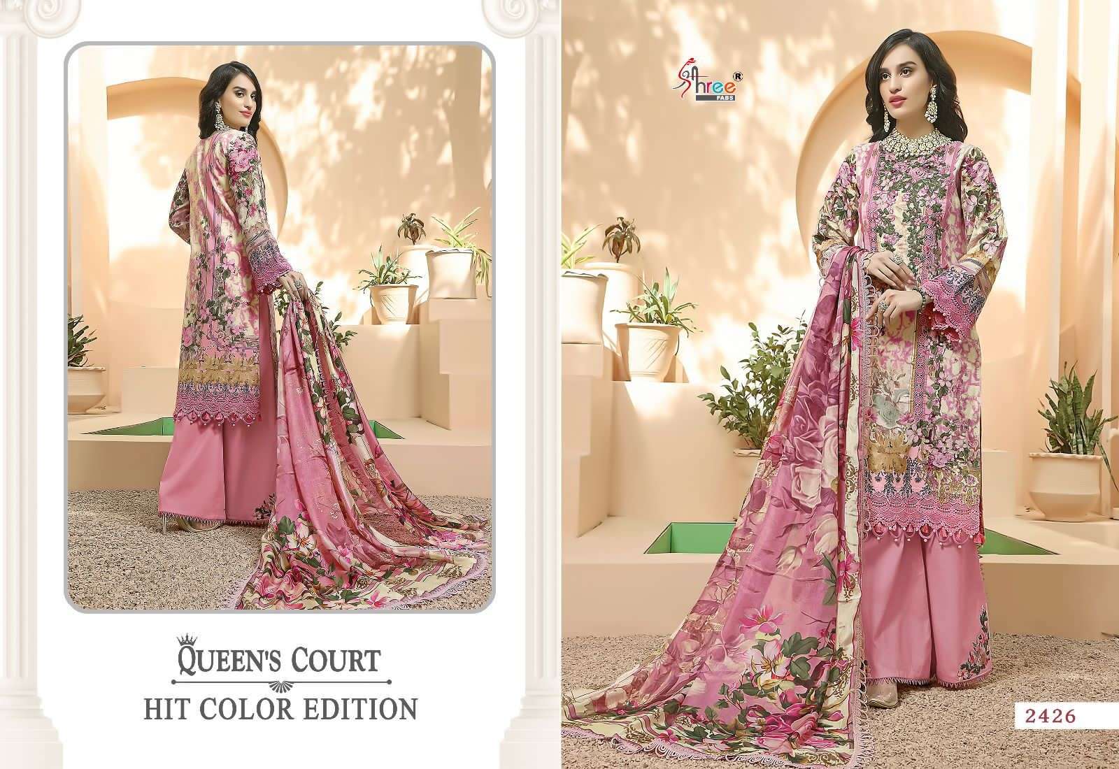 Queens Court Hit Color Edition By Shree Fabs 2426 To 2426-F Series Designer Pakistani Suits Beautiful Fancy Stylish Colorful Party Wear & Occasional Wear Pure Cotton Printed Embroidery Dresses At Wholesale Price