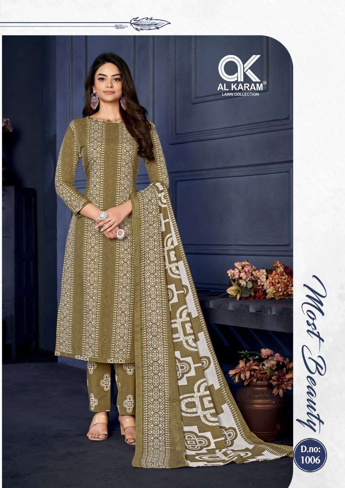 Sahiba By Al Karam Lawn Collection 1001 To 1010 Series Designer Festive Suits Beautiful Fancy Stylish Colorful Party Wear & Occasional Wear Pure Cotton Printed Dresses At Wholesale Price