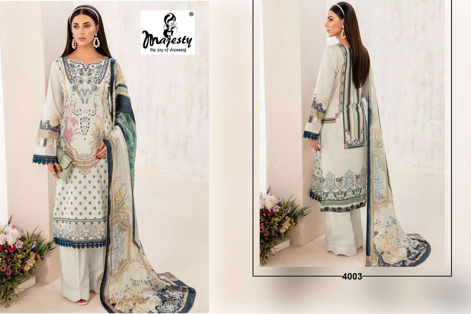 Cheveron Lawn Vol-4 By Majesty 4001 To 4006 Series Beautiful Stylish Pakistani Suits Fancy Colorful Casual Wear & Ethnic Wear & Ready To Wear Pure Cotton With Embroidery Dresses At Wholesale Price
