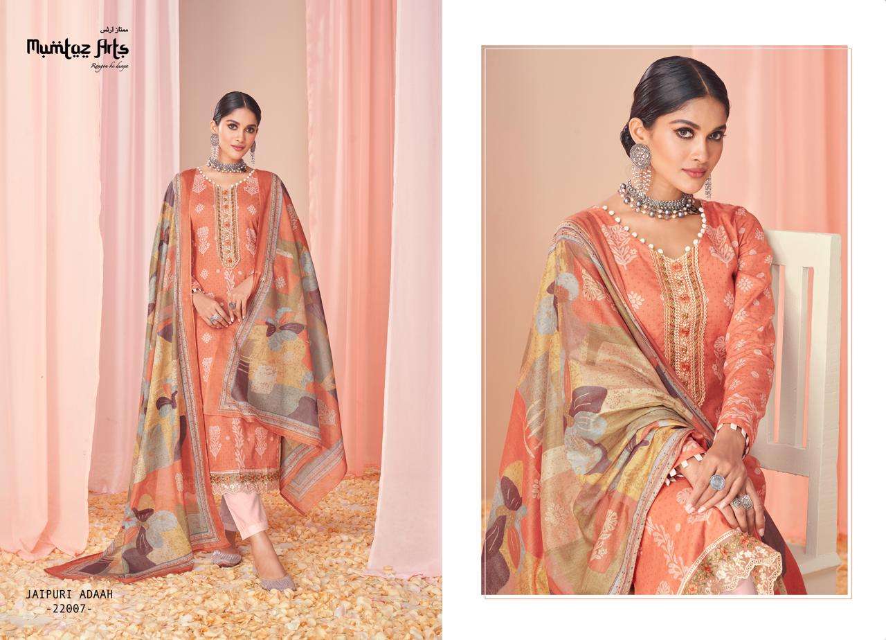 Jaipuri Adaah Vol-3 By Mumtaz Arts 22001 To 22008 Series Beautiful Stylish Festive Suits Fancy Colorful Casual Wear & Ethnic Wear & Ready To Wear Pure Lawn Cambric Cotton With Embroidery Dresses At Wholesale Price