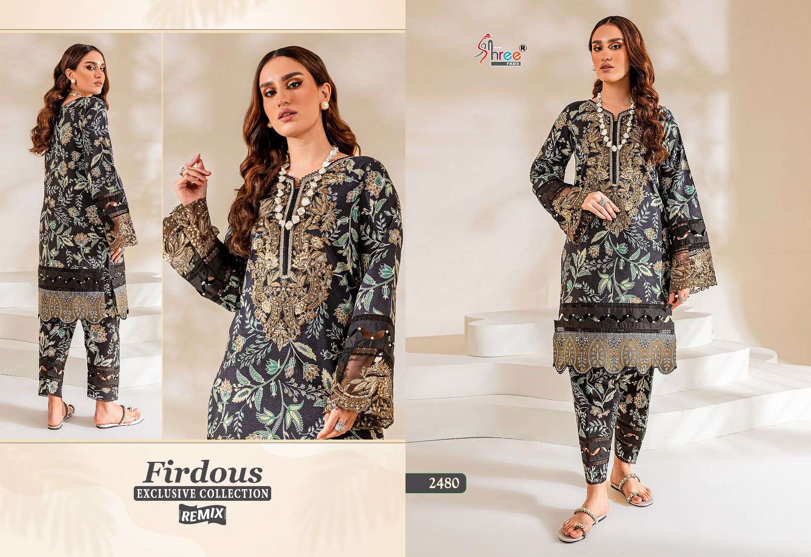 Firdous Exclusive Collection Remix By Shree Fabs Beautiful Stylish Pakistani Suits Fancy Colorful Casual Wear & Ethnic Wear & Ready To Wear Pure Cotton With Embroidery Dresses At Wholesale Price