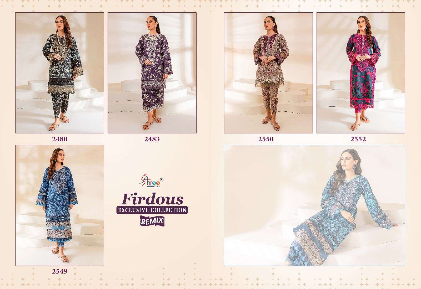 Firdous Exclusive Collection Remix By Shree Fabs Beautiful Stylish Pakistani Suits Fancy Colorful Casual Wear & Ethnic Wear & Ready To Wear Pure Cotton With Embroidery Dresses At Wholesale Price
