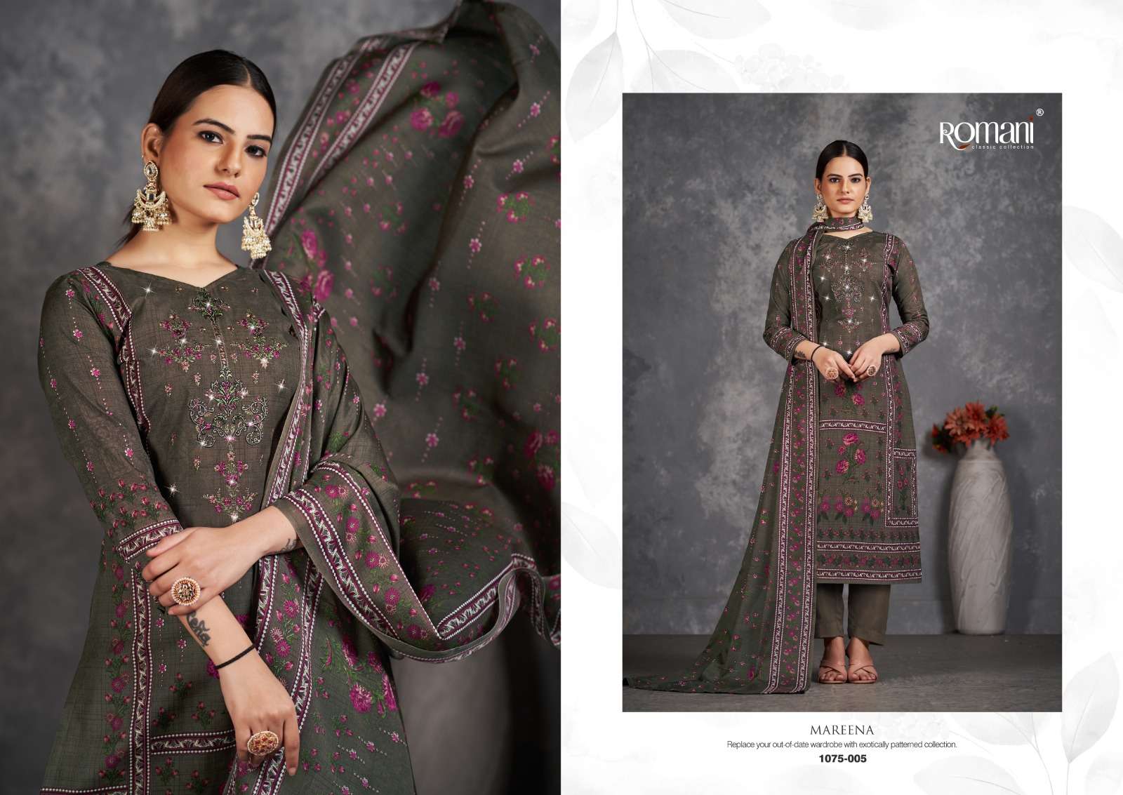Mareena Vol-11 By Romani 1075-001 To 1075-010 Series Beautiful Stylish Festive Suits Fancy Colorful Casual Wear & Ethnic Wear & Ready To Wear Pure Soft Cotton With Embroidery Dresses At Wholesale Price