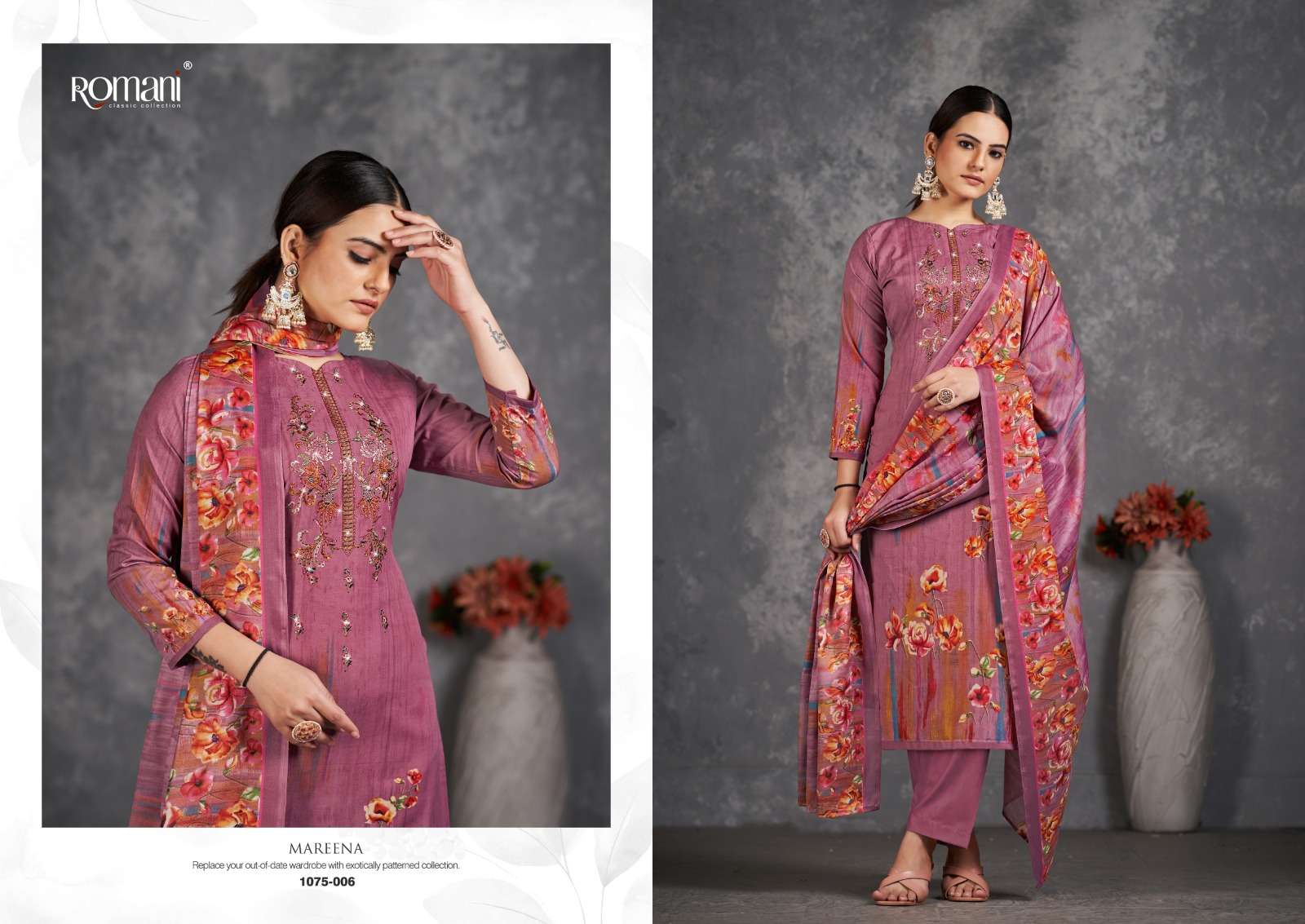 Mareena Vol-11 By Romani 1075-001 To 1075-010 Series Beautiful Stylish Festive Suits Fancy Colorful Casual Wear & Ethnic Wear & Ready To Wear Pure Soft Cotton With Embroidery Dresses At Wholesale Price