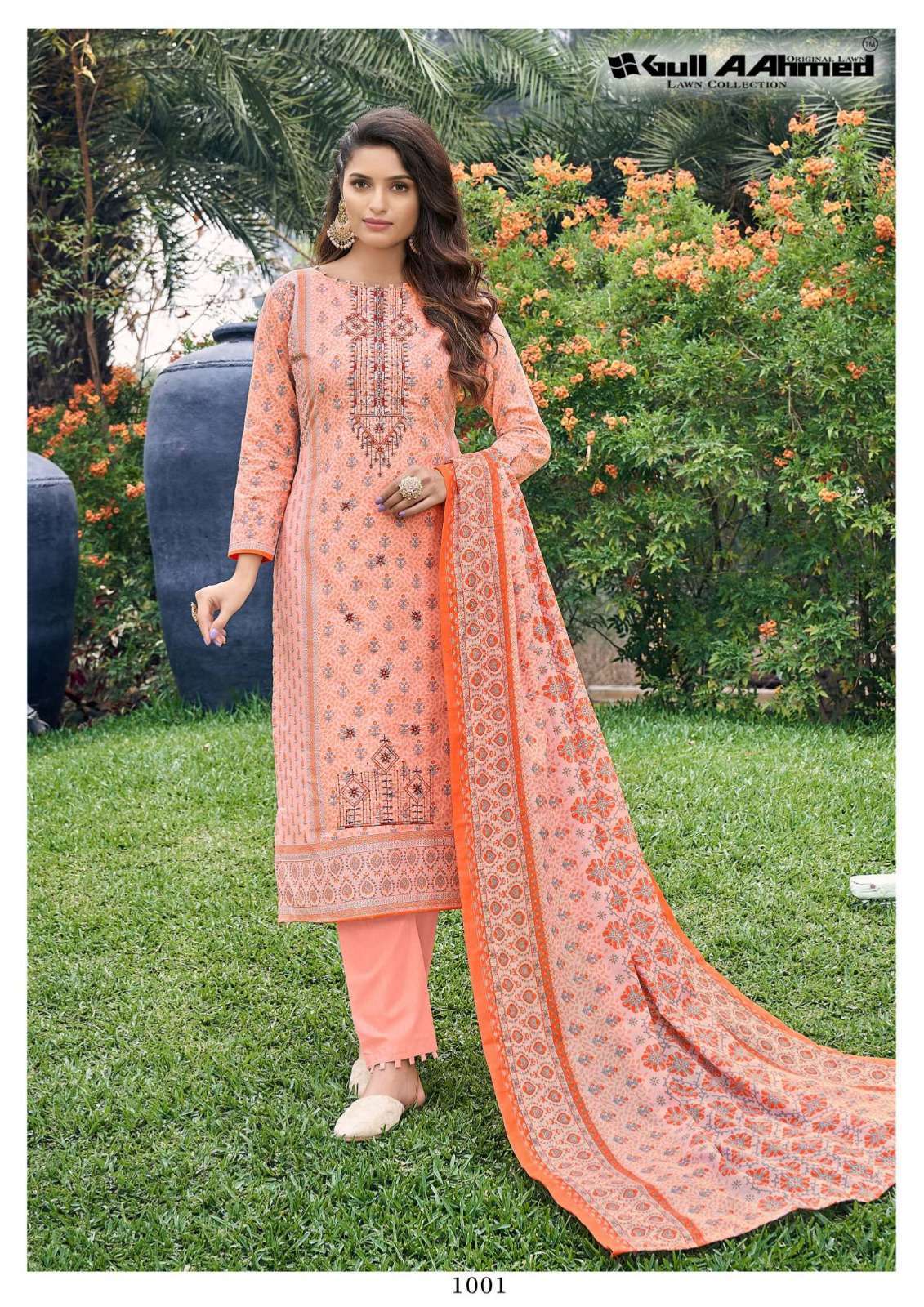 Bin Saeed By Gull Aahmed 1001 To 1008 Series Festive Stylish Beautiful Colourful Printed & Embroidered Party Wear & Occasional Wear Semi Lawn Dresses At Wholesale Price