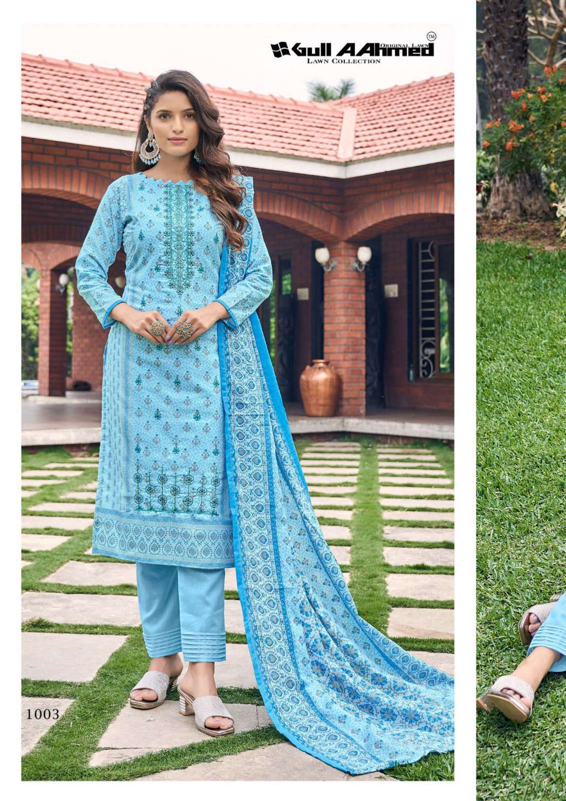 Bin Saeed By Gull Aahmed 1001 To 1008 Series Festive Stylish Beautiful Colourful Printed & Embroidered Party Wear & Occasional Wear Semi Lawn Dresses At Wholesale Price