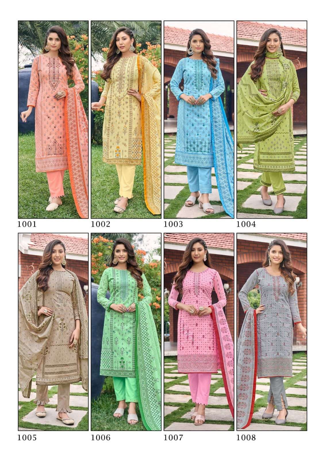 Bin Saeed By Gull Aahmed 1001 To 1008 Series Festive Stylish Beautiful Colourful Printed & Embroidered Party Wear & Occasional Wear Semi Lawn Dresses At Wholesale Price