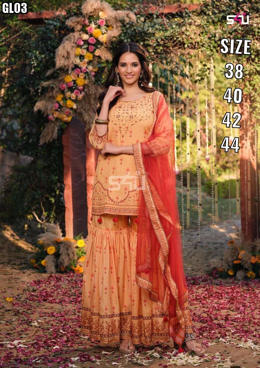 Afreen Hit Design 03 By S4U Fashion Beautiful Sharara Suits Colorful Stylish Fancy Casual Wear & Ethnic Wear Chinnon Dresses At Wholesale Price