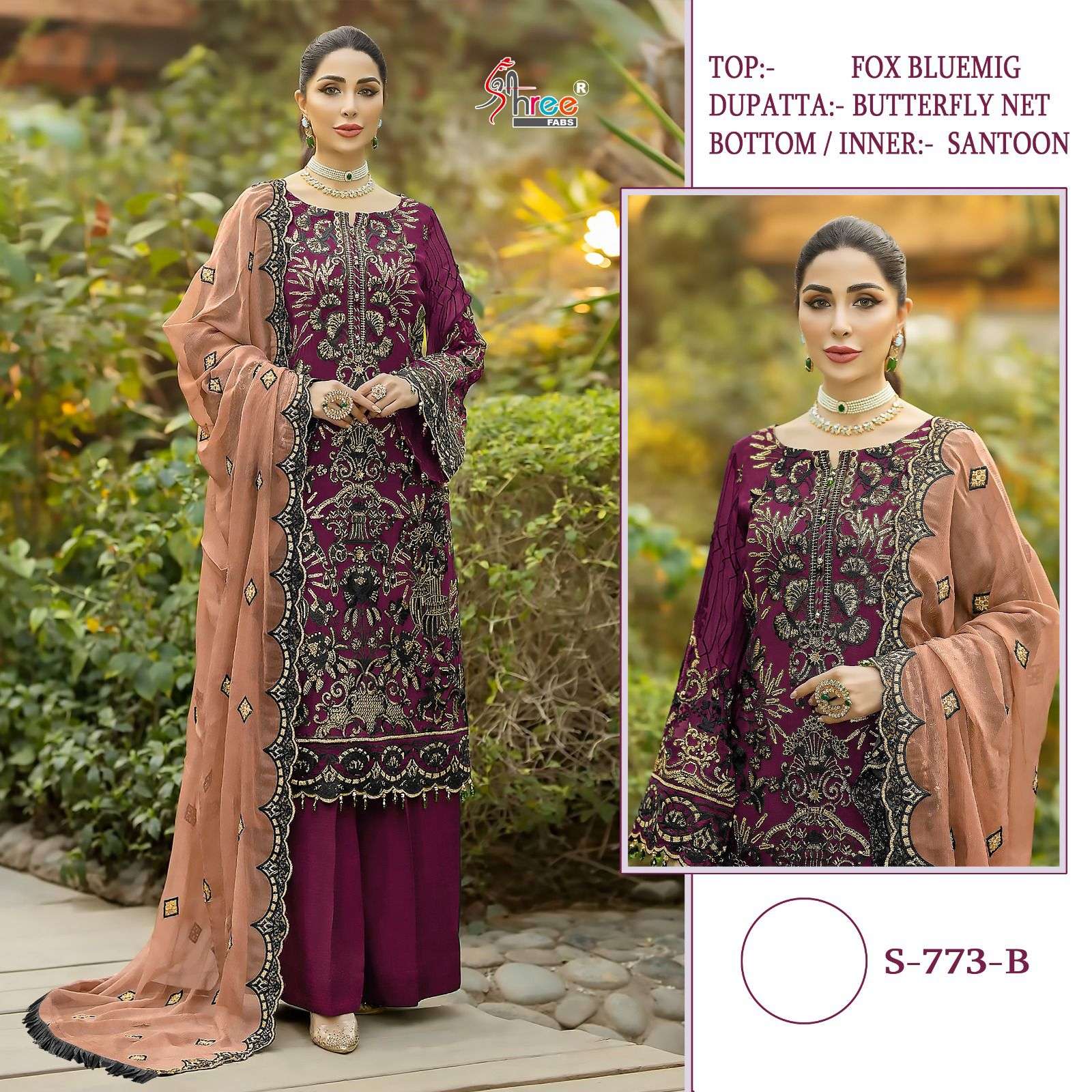 Shree Fabs Hit Design S-773 Colours By Shree Fabs S-773 To S-773-D Series Pakistani Suits Beautiful Fancy Colorful Stylish Party Wear & Occasional Wear Faux Georgette Embroidered Dresses At Wholesale Price