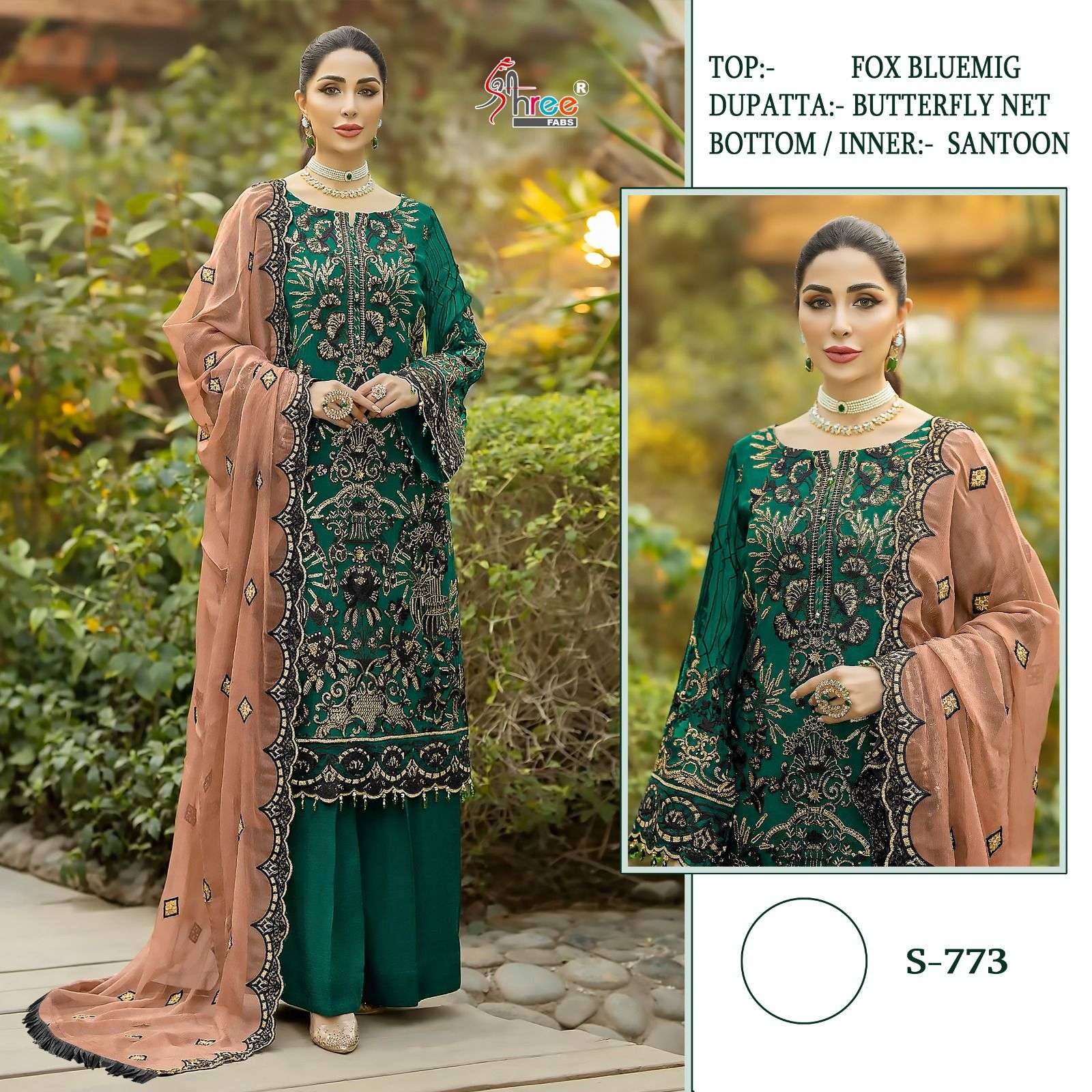 Shree Fabs Hit Design S-773 Colours By Shree Fabs S-773 To S-773-D Series Pakistani Suits Beautiful Fancy Colorful Stylish Party Wear & Occasional Wear Faux Georgette Embroidered Dresses At Wholesale Price