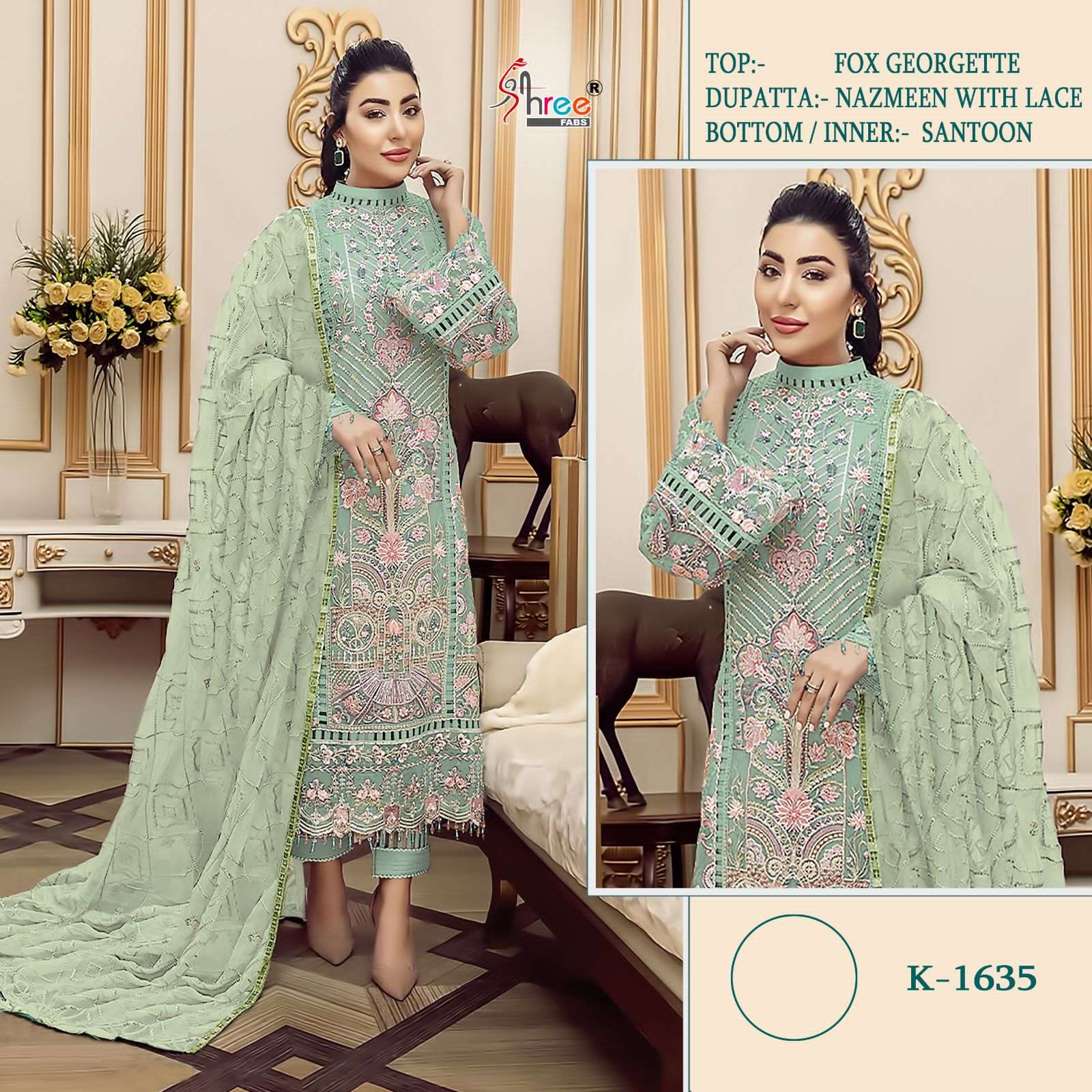 Shree Fabs Hit Design K-1635 By Shree Fabs Pakistani Suits Beautiful Fancy Colorful Stylish Party Wear & Occasional Wear Faux Georgette Embroidered Dresses At Wholesale Price
