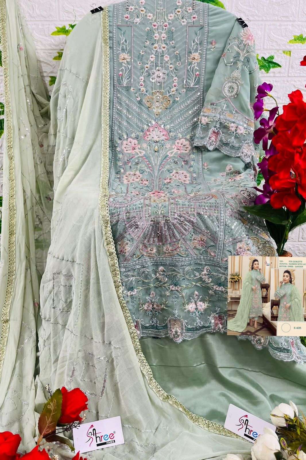 Shree Fabs Hit Design K-1635 By Shree Fabs Pakistani Suits Beautiful Fancy Colorful Stylish Party Wear & Occasional Wear Faux Georgette Embroidered Dresses At Wholesale Price